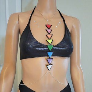 Hand Beaded Rainbow Triangle Body Chain
